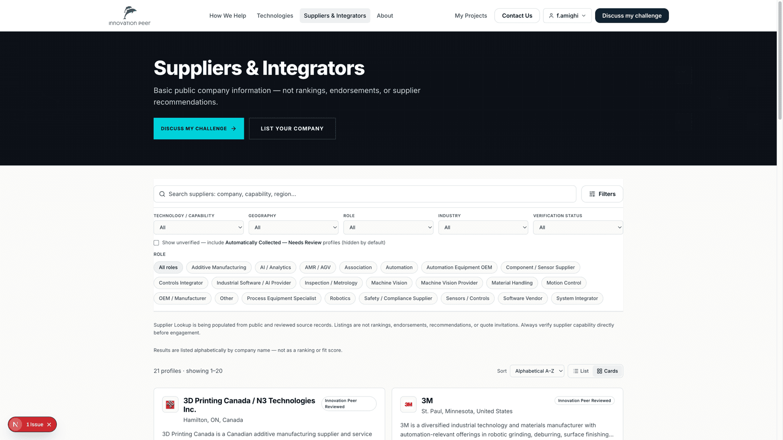 Supplier options a manufacturer can review before approving an introduction
