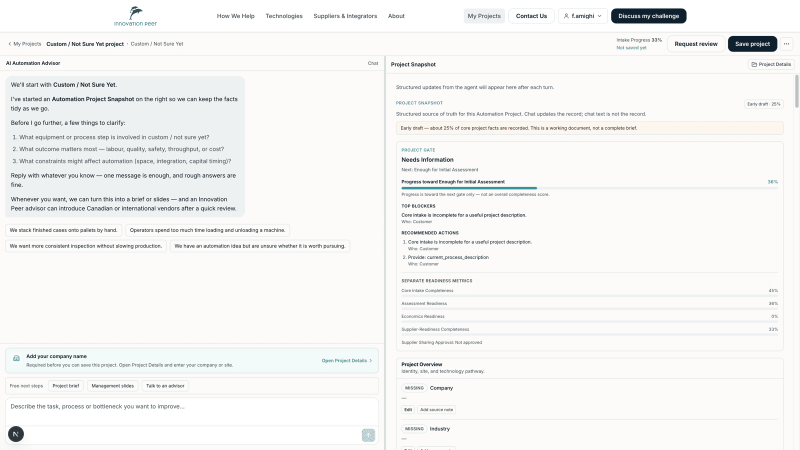 A written process assessment on Innovation Peer