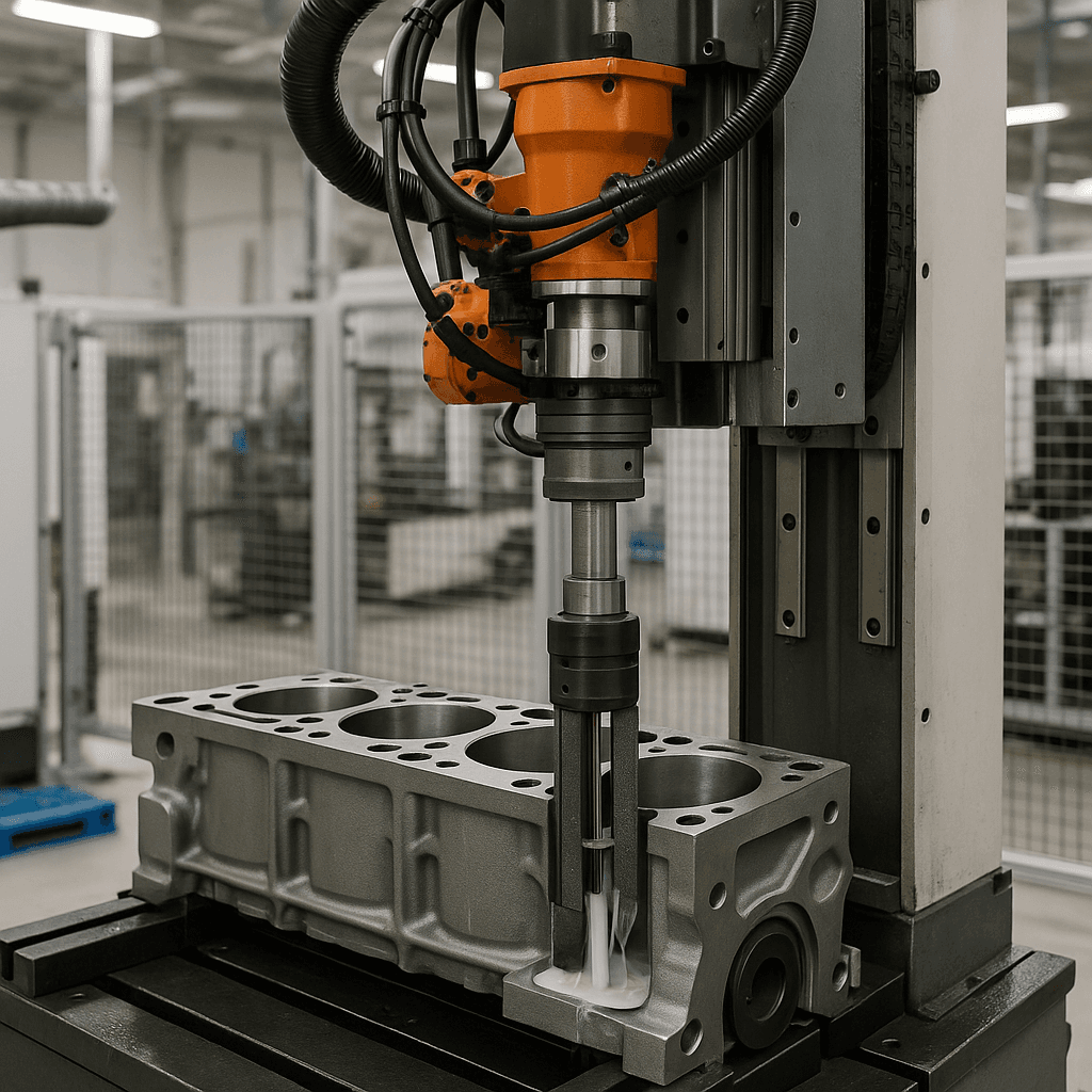 Photograph of Honing automation in a modern industrial facility