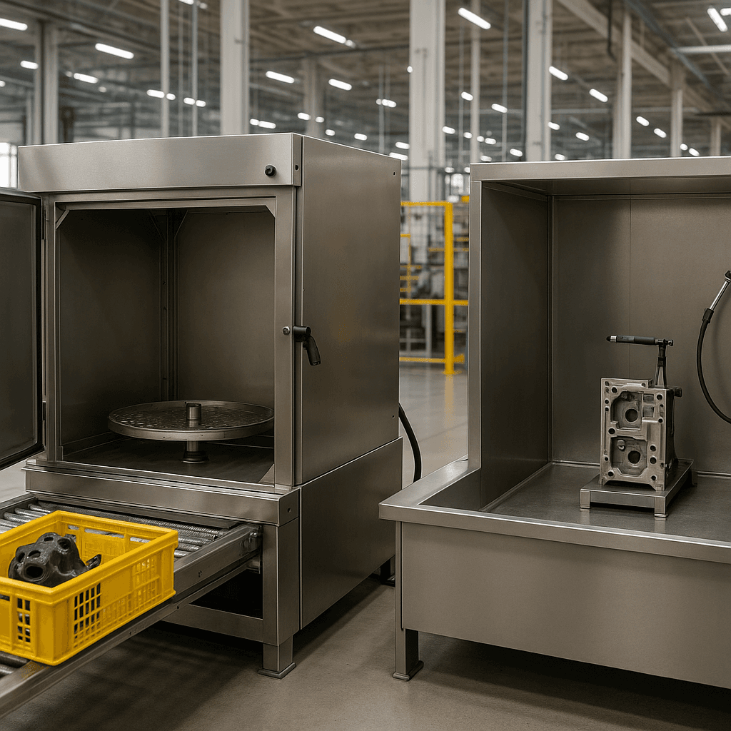 Photograph of Washing automation in a modern industrial facility