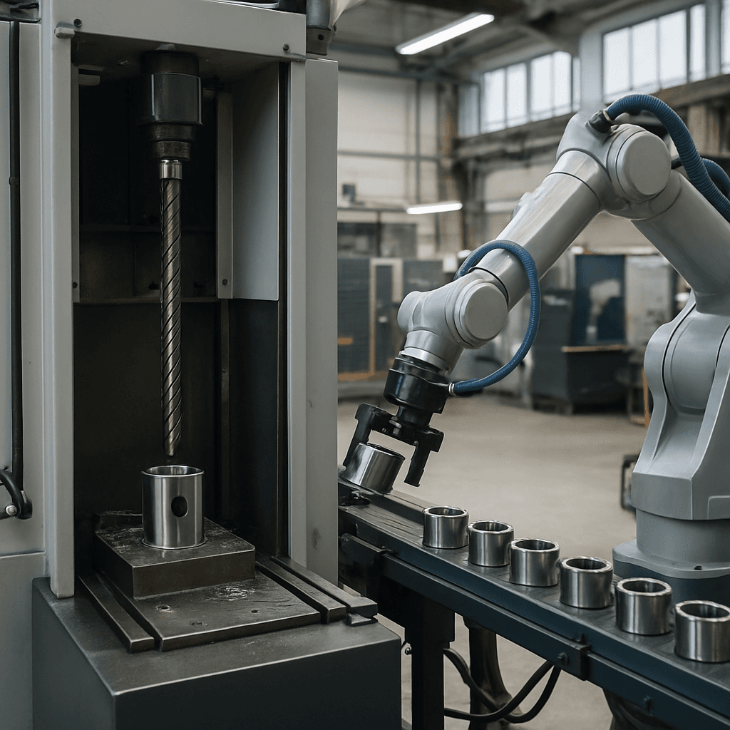 Photograph of Broaching automation in a modern industrial facility