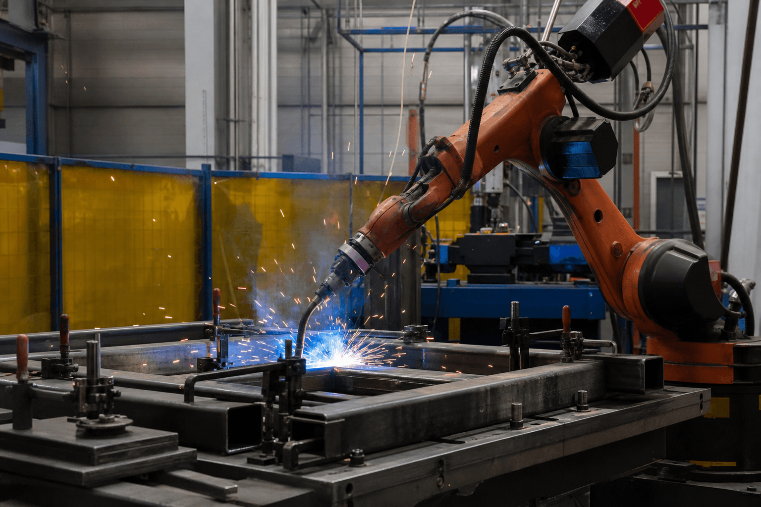 Photograph of Robotic Welding / Cobot Welding automation in a modern industrial facility